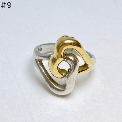 Tiffany & Co Double Heart Ring 925 750 Gold Silver Size 8