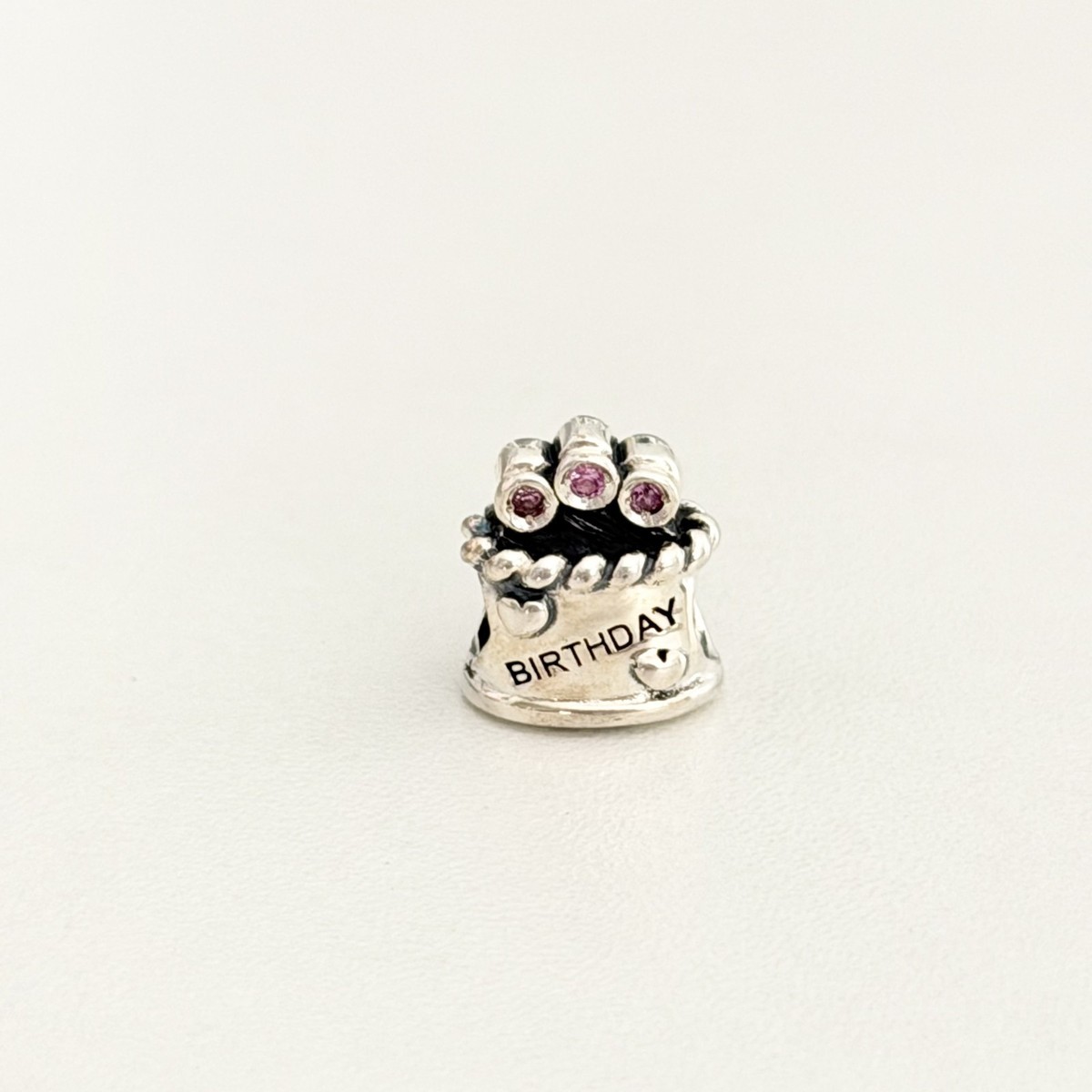 Chamilia 925 Sterling Silver Happy Birthday Cake Pink CZ Bead Charm View 2