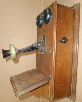 ANTIQUE WESTERN ELECTRIC 353W OAK HAND CRANK MAGNETO WALL MOUNT