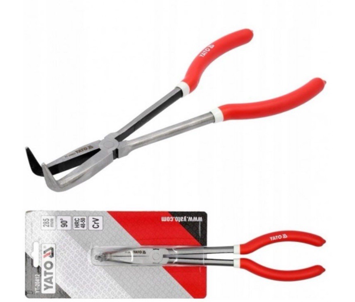 Pince à bec long coudé 285 mm YATO YT-20412 en acier Chrome-Vanadium