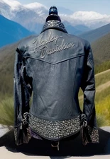 Harley Davidson Women ROXY Bling Leather Jacket Medium Black 97036-05VW