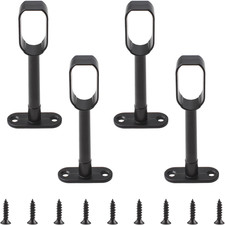 Closet Rod Support, 4Pcs Hollow Oval Wardrobe Rail Rod End Bracket for Cabinet W