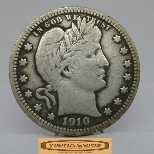 1910 Barber Silver Quarter, Partial Liberty - #C57287NQ