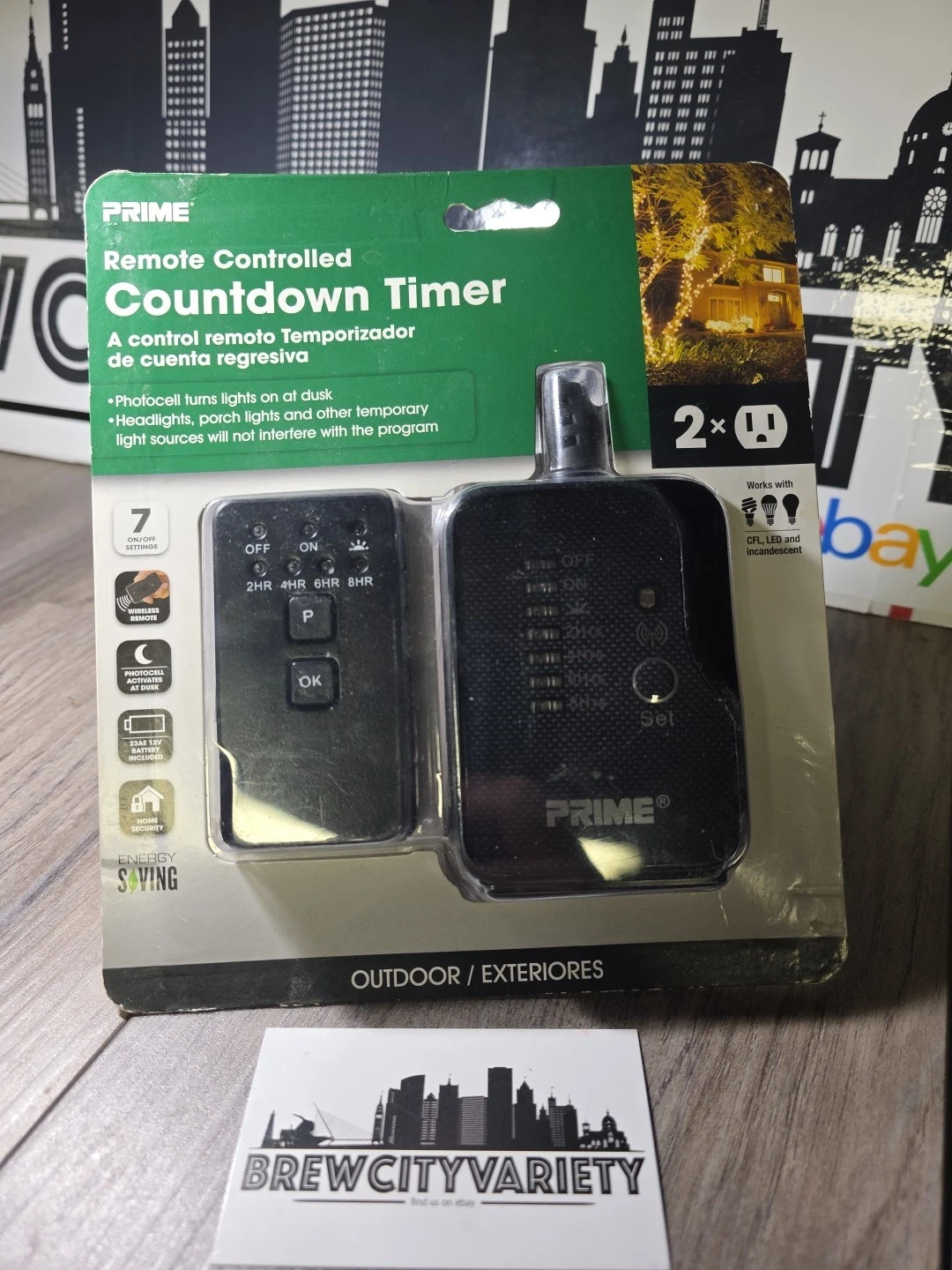 Prime Outdoor 24 Hour Timer With Remote Black Programmable 2 Outlets 7 Modes