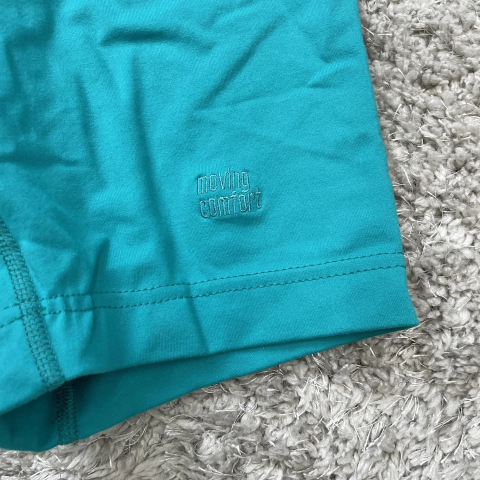 Pantalones Cortos de Bicicleta Moving Comfort Para Mujer Medianos Azul Teal Spandex Hechos en EE. UU. Gimnasio Atlético Foto 2 de 4