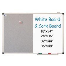 White Board and Cork Board Combo - 36 x 24 Inches Large Dry Erase Whiteboard ...