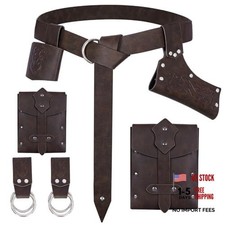 Renaissance Pirate Sword Belt Set - 7PCS Renaissance Accessories with Brown