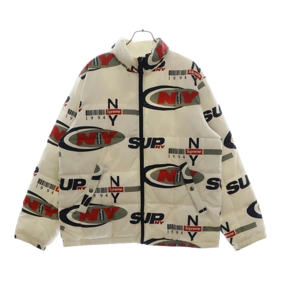Giacca gonfia reversibile SUPREME 18aw NY stampa fotografica bianca usata b6d4923b55dcd8fc8