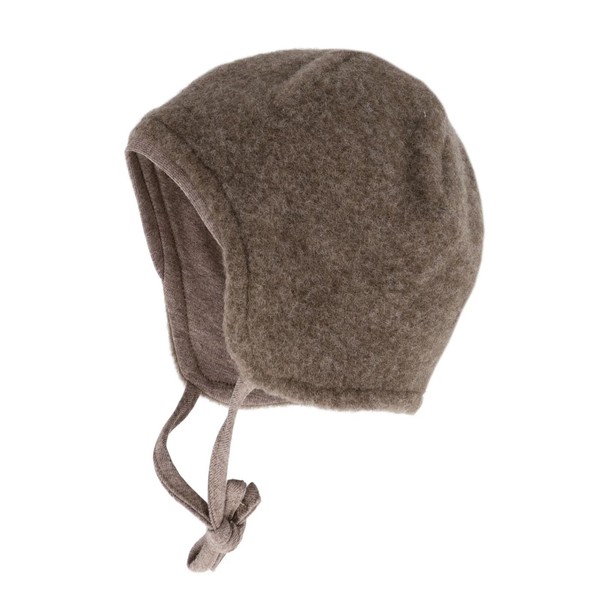 Maximo Baby MüTze Wollfleece Jerseyfutter Bindeband Braunmeliert Gr. 39-image
