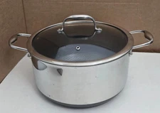 HEXCLAD Non-Stick 8 QUART QT STOCK POT & 10" Glass Lid Cookware READ