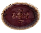 McCoy 7062 Serving Platter 13.25" Brown Drip Glaze Oval Plate Ribbed USA