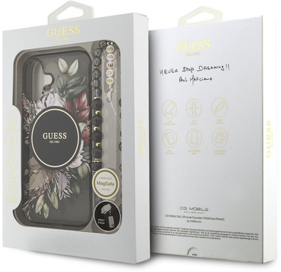 Guess IML Flowers Strap Case with MagSafe for iPhone 17 6.3'' Black