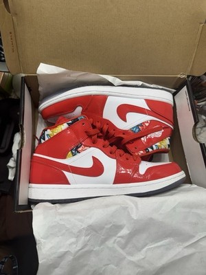 Air Jordan 1 Mid Barcelona Sweater Red Patent