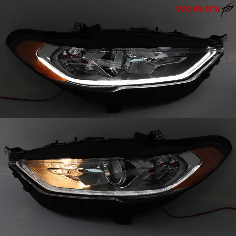 Faros halógenos derecha e izquierda con LED DRL cromado para Ford Fusion 2017 2018 19 2 piezas Foto 3 de 4