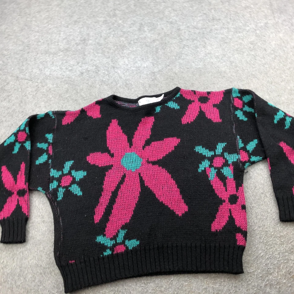 Suéter Vintage Western Connection Mujer Grande Tejido Floral Hecho en Gran Bretaña Años 80 Foto 3 de 4