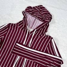 Sudadera con Capucha Camiseta Corta Roja Blanca Rayas Manga Larga Náutica Y2K Preparación Mediana