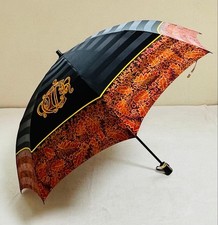 DIOR Foldable Umbrella Dior Old Logo Black Orange Fashion Umbrella Genuine