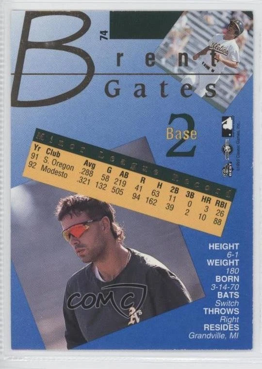 1993 Classic Best Gold Minor League Brent Gates #74 - Image 2 of 2