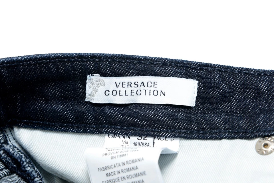 Versace Collection Men's Dark Blue Stretch Straight Leg Jeans - Image 4 of 4