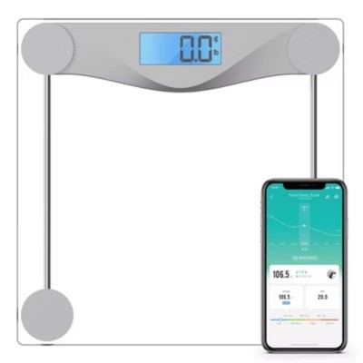 Smart Glass Weight Scale, Digital Display: Tempered Glass, BMI, 400 lb