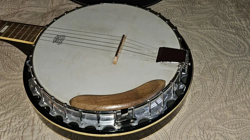 Vintage 5 String Resonator Banjo, Unmarked, with case, Similar To Harmony Eagle - Picture 2 of 22