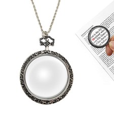 YYHSND 10X Magnifying Glass Necklace Magnifier Pendant Silver