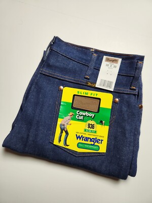 NEW Vintage 936Den Wrangler Cowboy Cut Jeans Mens 38x30 Slim Fit USA Heavy  NOS - Main Image