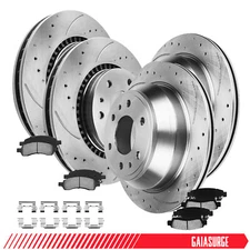 Front Rear Drilled Rotors Ceramic Brake Pads for 2006-09 Chevy Trailblazer Envoy