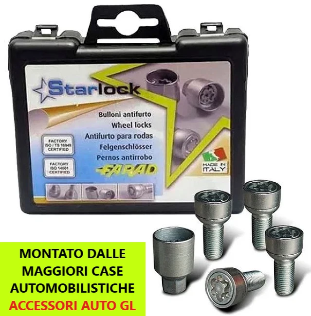 Heyner Set Dadi Antifurto Per Cerchi In Lega Per MG MGF (1995-2005) - M12x1,5 - 4 Pezzi Con Chiave