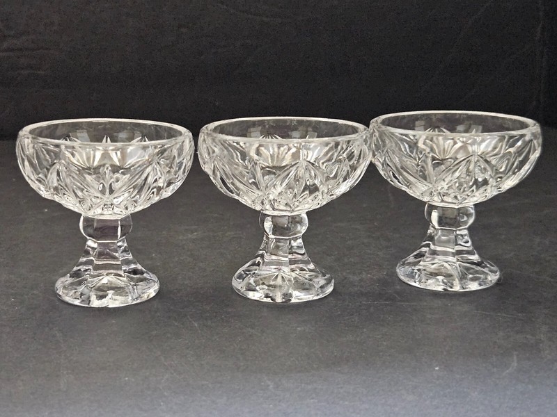 Set of 3 Vtg Crystal Footed Salt Cellars