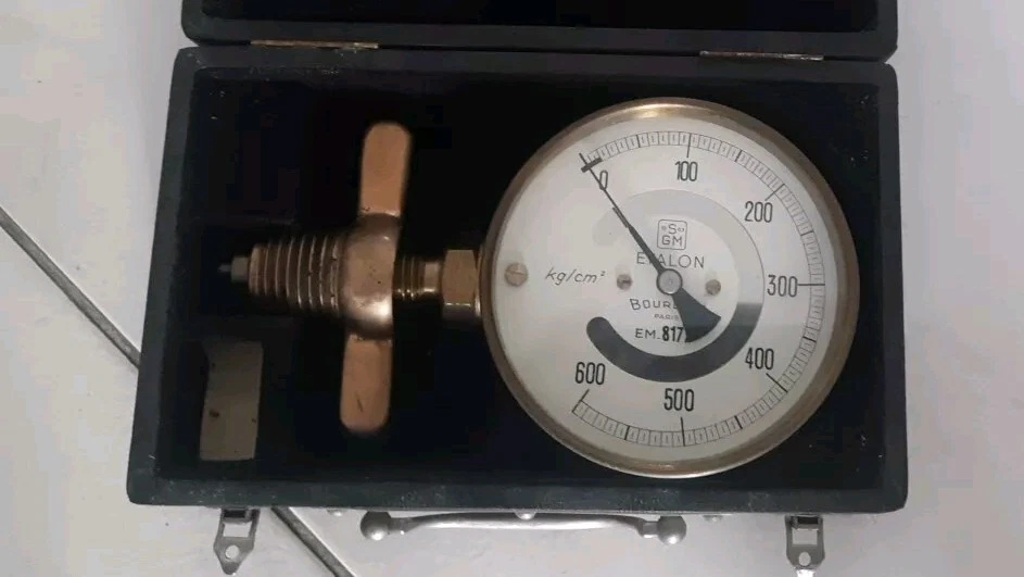 OUTIL ANCIEN MANOMÈTRE SYSTÈME BOURDON DANS SON ÉCRIN N°2 - Photo 3/4