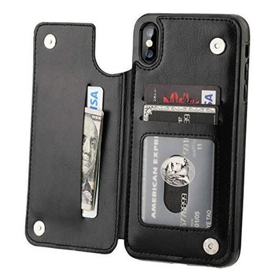iPhone Xs Max Wallet Case with Card Holder,OT ONETOP iPhone Xs Max 6.5'' Black