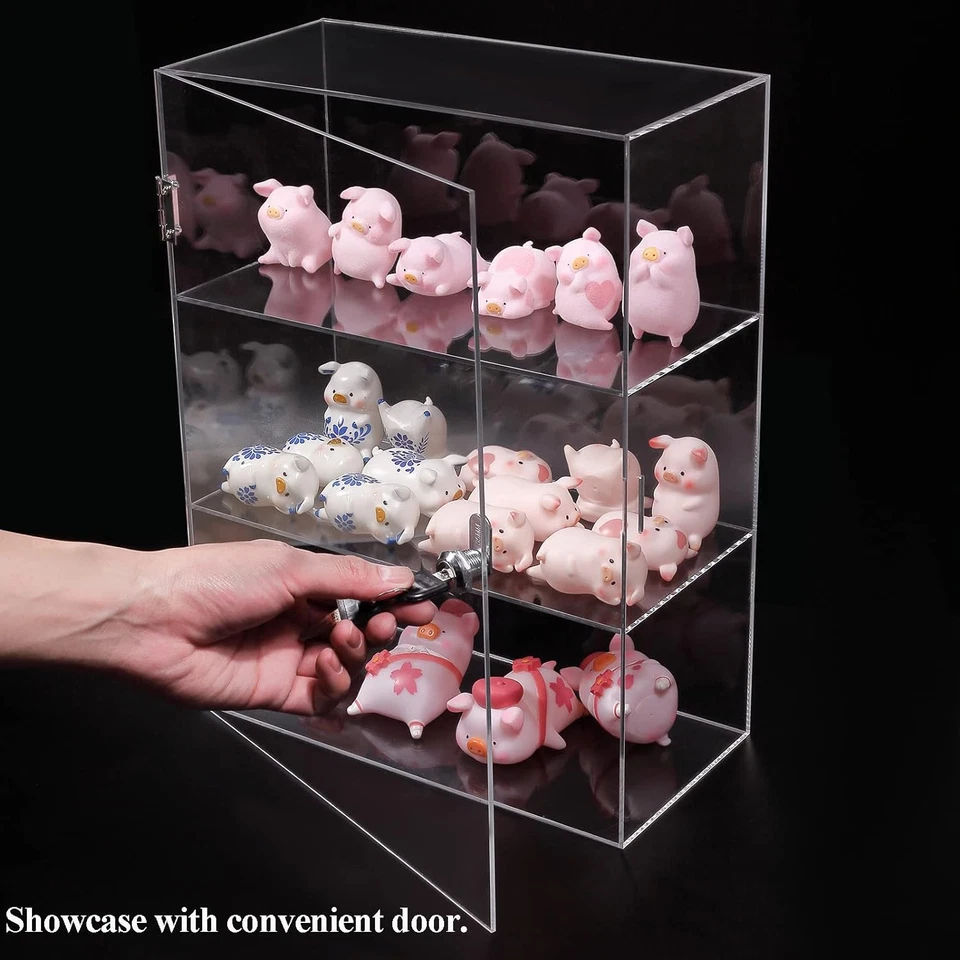 3 Shelf Acrylic Display Case with Lock and Keys, Clear Collectibles Showcase Cou - Image 2 of 4