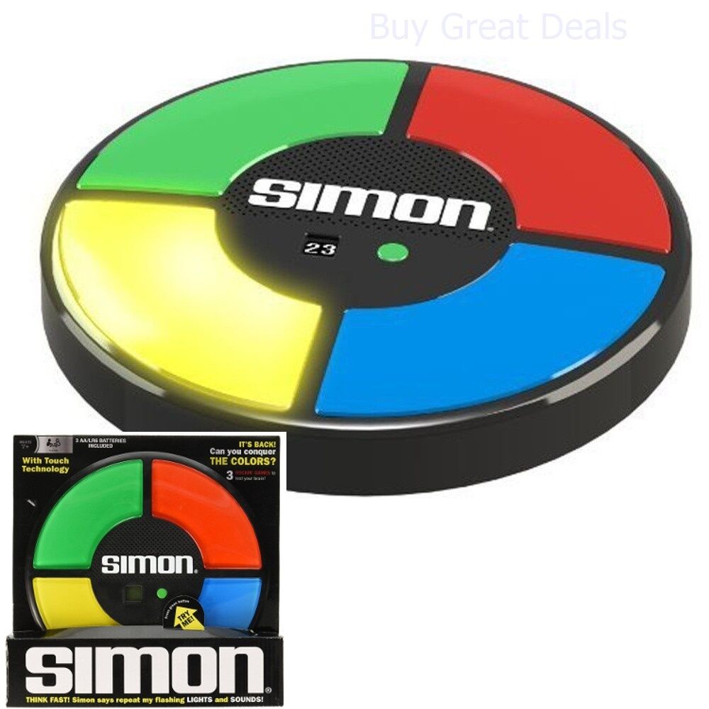 Electronic SIMON Large Classic Full Size Memory Light Sound Says Game Box  Basic