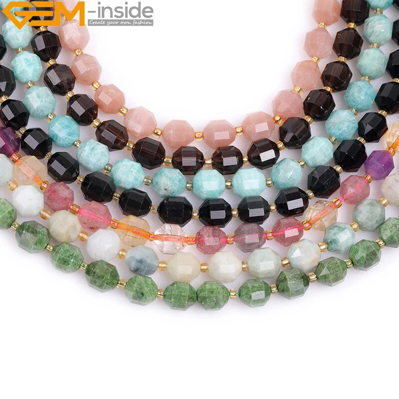 Natural Assorted Stone Bicone Faceted Beads for Jewelry Making 15“8mm 10mm 12mm - Image 2 of 4