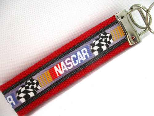 NASCAR Racing Ribbon on Strong Webbing Key Fob, Key Ring, Keychain ...