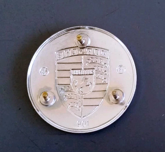 Tapacubos central emblema cresta Porsche 356 60-65 y 911 912 65-73 - plata satinada Foto 2 de 2