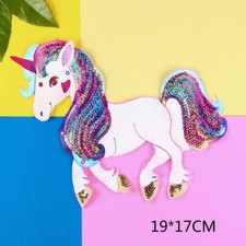 9" Large Sequin pony Unicorn Patch Embroidered Sew-On only B126