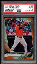 Yordan Alvarez Rookie Card 2020 Panini Prizm Cosmic Haze Prizm #181 PSA 9