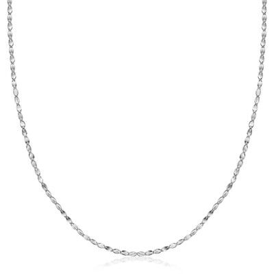 14K White Gold 2mm Diamond Cut Mirror Chain Necklace