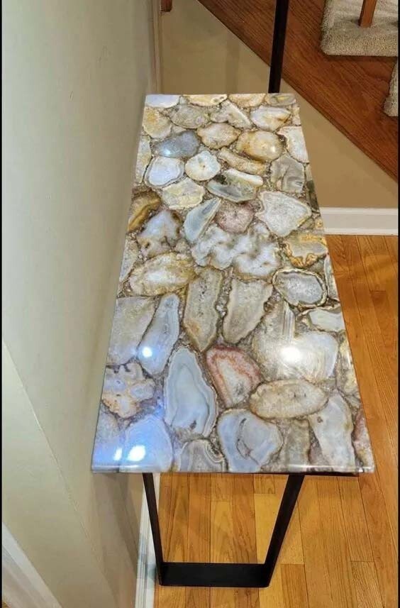 24x36 Natural Geode Agate Console Table Slab Handmade for Living Room Decor