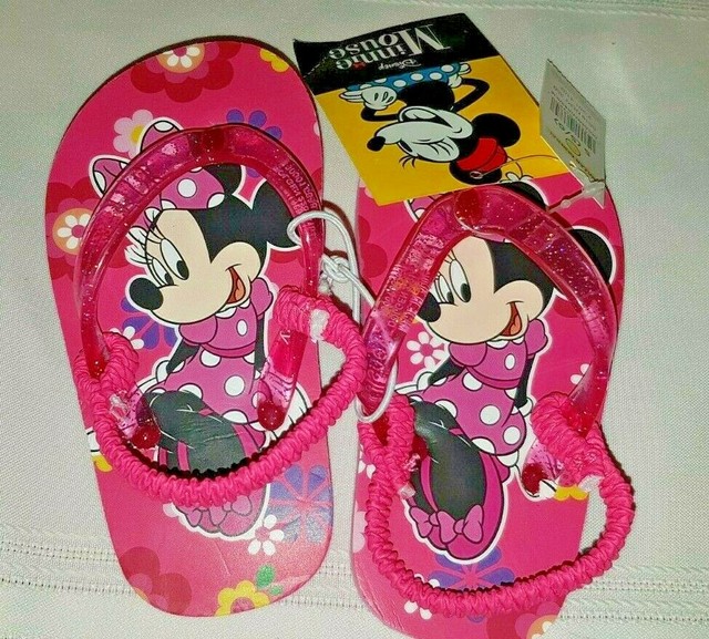 NEW Toddler Girls Minnie Mouse Sandals Small 5/6 Flip Flops Disney Pink Shoes | eBay