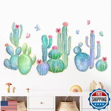 Mfault Cactus Wall Decals Stickers, Tropical Green Plants Cacti Decorations B
