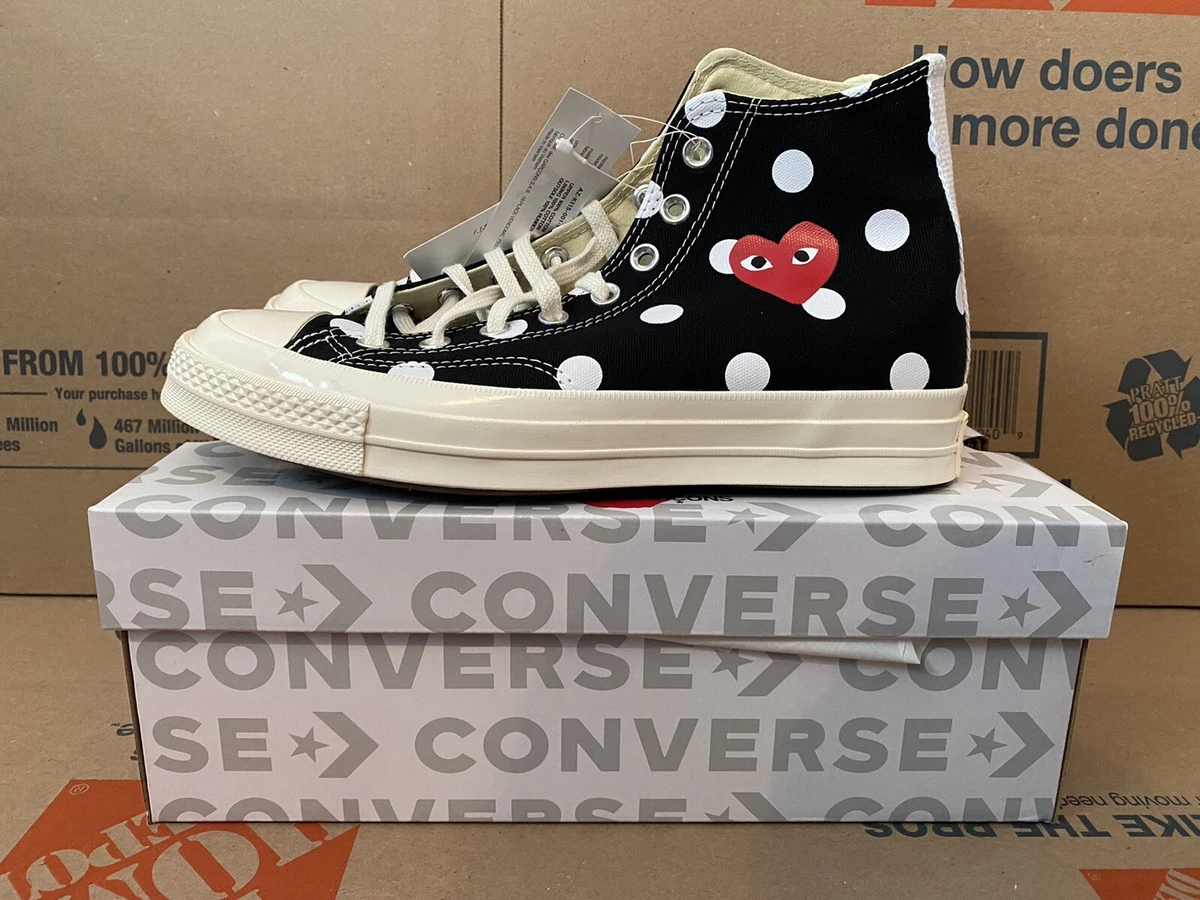 Chuck All Star 70 High x Comme des Garcons Black Polka Size 8 | eBay