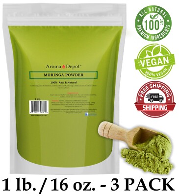Moringa Powder 3 lbs. (x3 Individual -1lb) 100% Pure Natural Leaf oleifera 3PACK