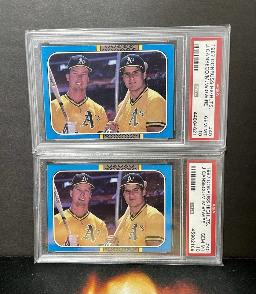 Donruss Highlights 1987 Jose Canseco & Mark McGwire #40 PSA 10 lote (x2) A’s Foto 2 de 3