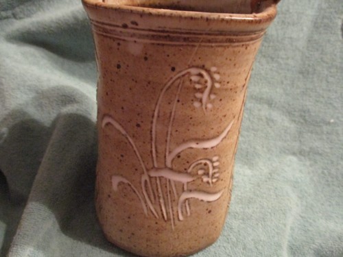 Hand Thrown Art Pottery Vessel/Vase with Designs and Handle - Signed by Artist - Picture 6 of 9