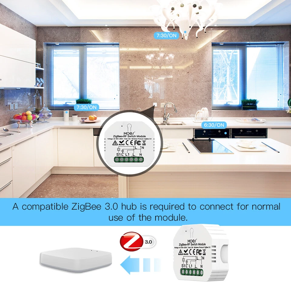 TUYA ZIGBEE Smart Switch Wireless Remote Control Home Automation Module fr Alexa - Image 4 of 4