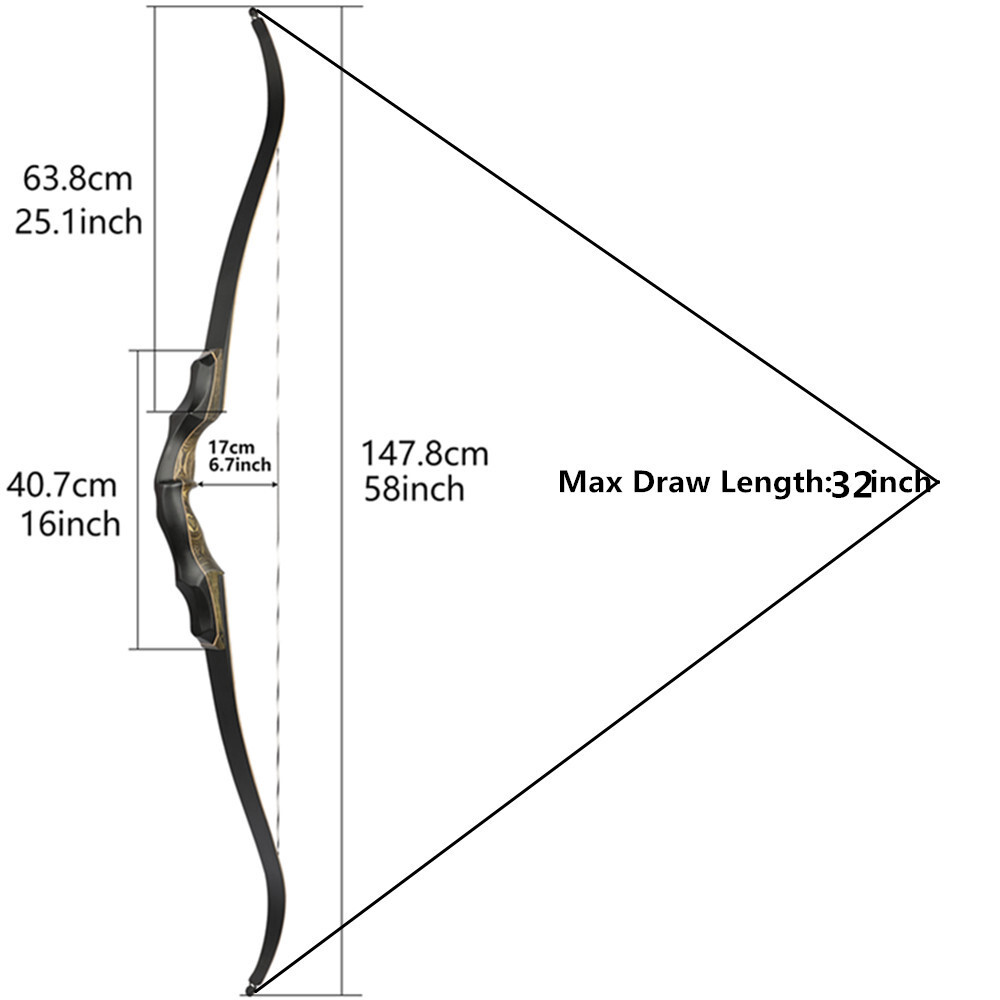 56'' 30-50lbs Recurve Bow Hunting Bow Archery W/Alloy Handle 17'' Riser Long Bow