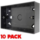 10x 32mm Black Back Box for Double Socket Switch Knockouts for Conduit Trunking